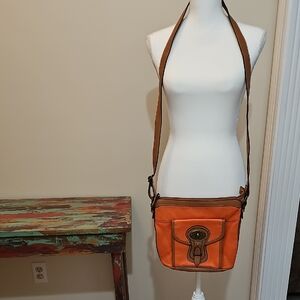 BOC Orange and Brown Crossbody Bag